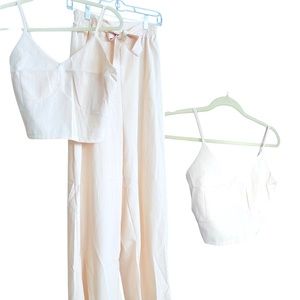 Gorgeous two piece white pants and crop top